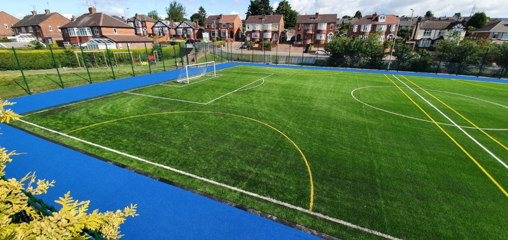 Photo of a 3g artificial grass football pitch for a primary school in Rotherham