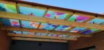 Fountaindale LightPrint Vinyl Canopy featuring colourful party balloons graphic printed on polycarbonate roof panels.